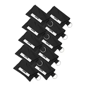 ASA Techmed 10-Pack CPR Face Mask Key Chain Kit with Gloves | One-Way Valve Face Shield Mask First Aid Kit for Travel, Home, Office, Car, EMS, Firefighters, Nurses, First Responders (Black)