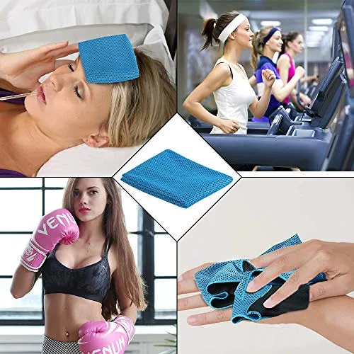 Awroutdoor Gym Ice Cooling Towels, 4 PCS Ice Sports Cool Cold Towel Quick Dry Bandana Neck Scarf for Yoga Golf Travel Gym Sports Camping Football Running Workout & Outdoor Sports
