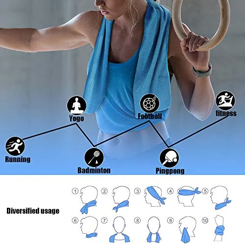 Awroutdoor Gym Ice Cooling Towels, 4 PCS Ice Sports Cool Cold Towel Quick Dry Bandana Neck Scarf for Yoga Golf Travel Gym Sports Camping Football Running Workout & Outdoor Sports