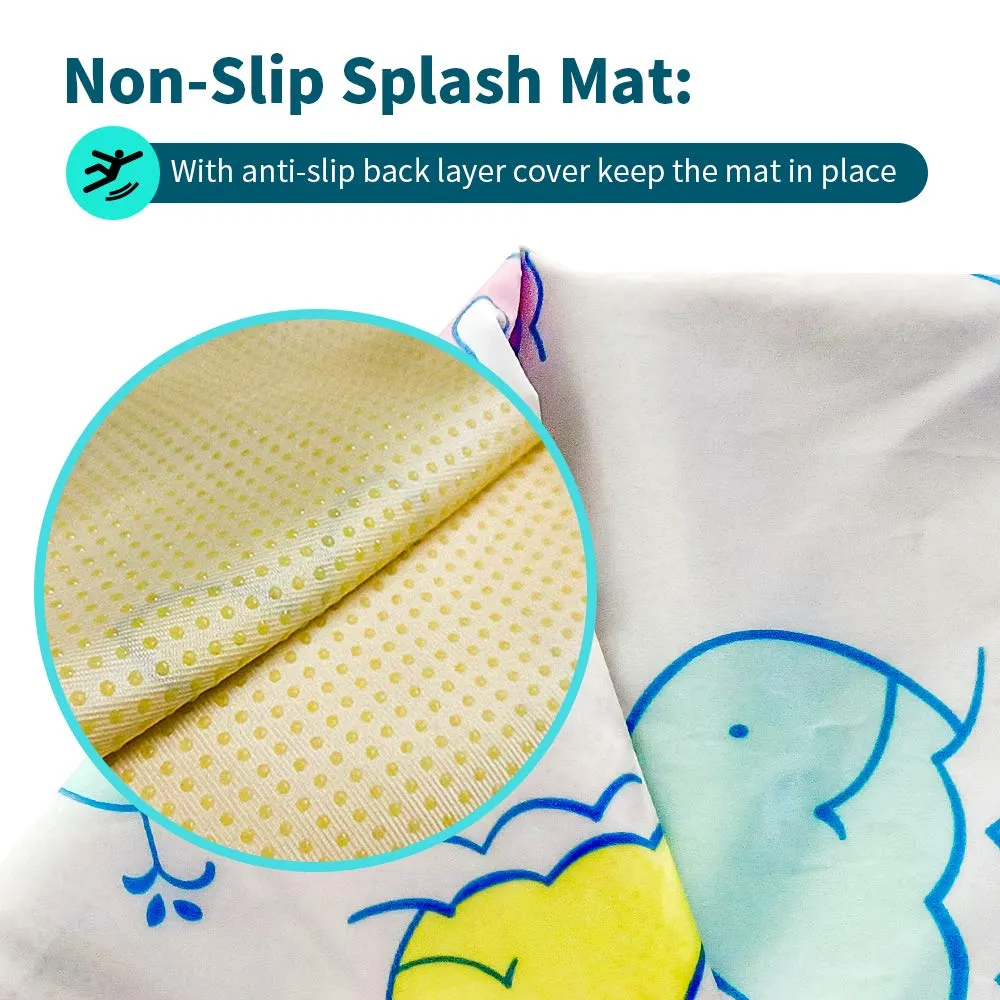 Baby High Chair Splat Floor Mat, 43.3″Waterproof Washable Anti Slip Splash Mat for Eating Mess Floor Protector, Table Cloth and Picnic Mat Whale-43.3″