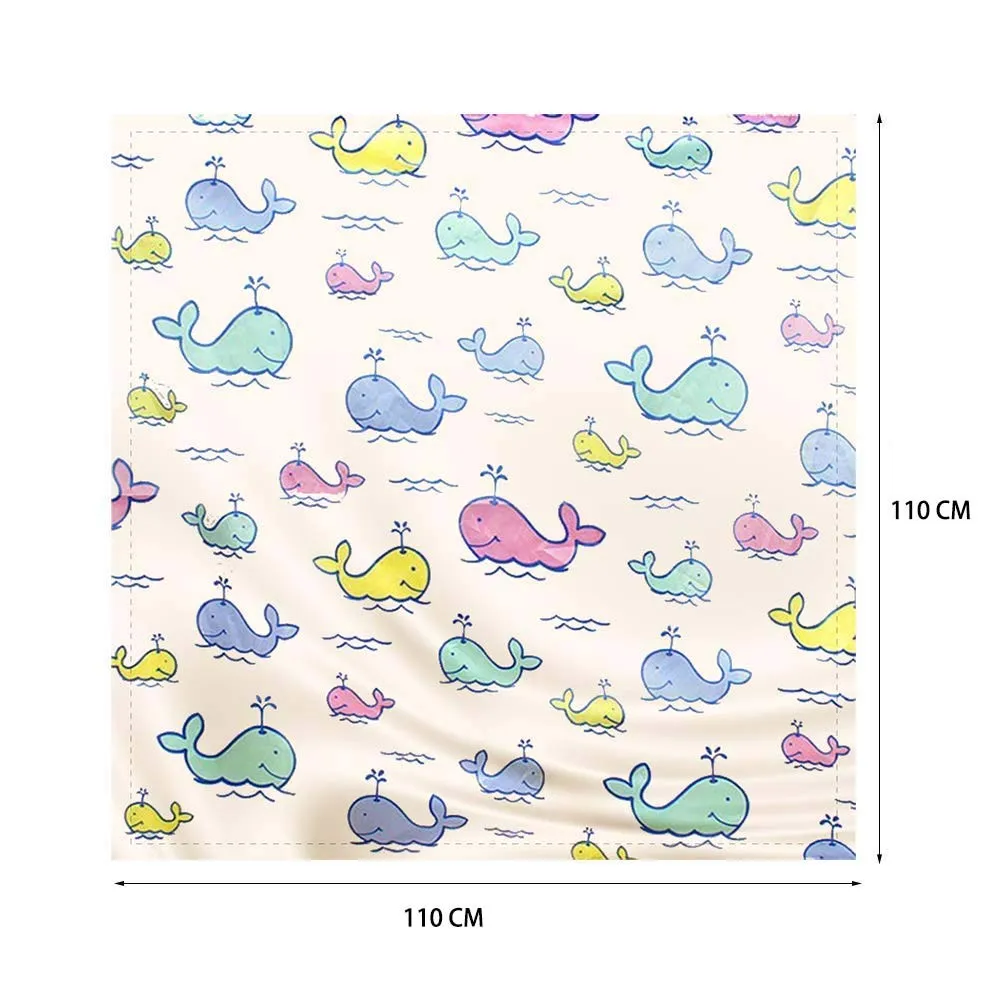 Baby High Chair Splat Floor Mat, 43.3″Waterproof Washable Anti Slip Splash Mat for Eating Mess Floor Protector, Table Cloth and Picnic Mat Whale-43.3″