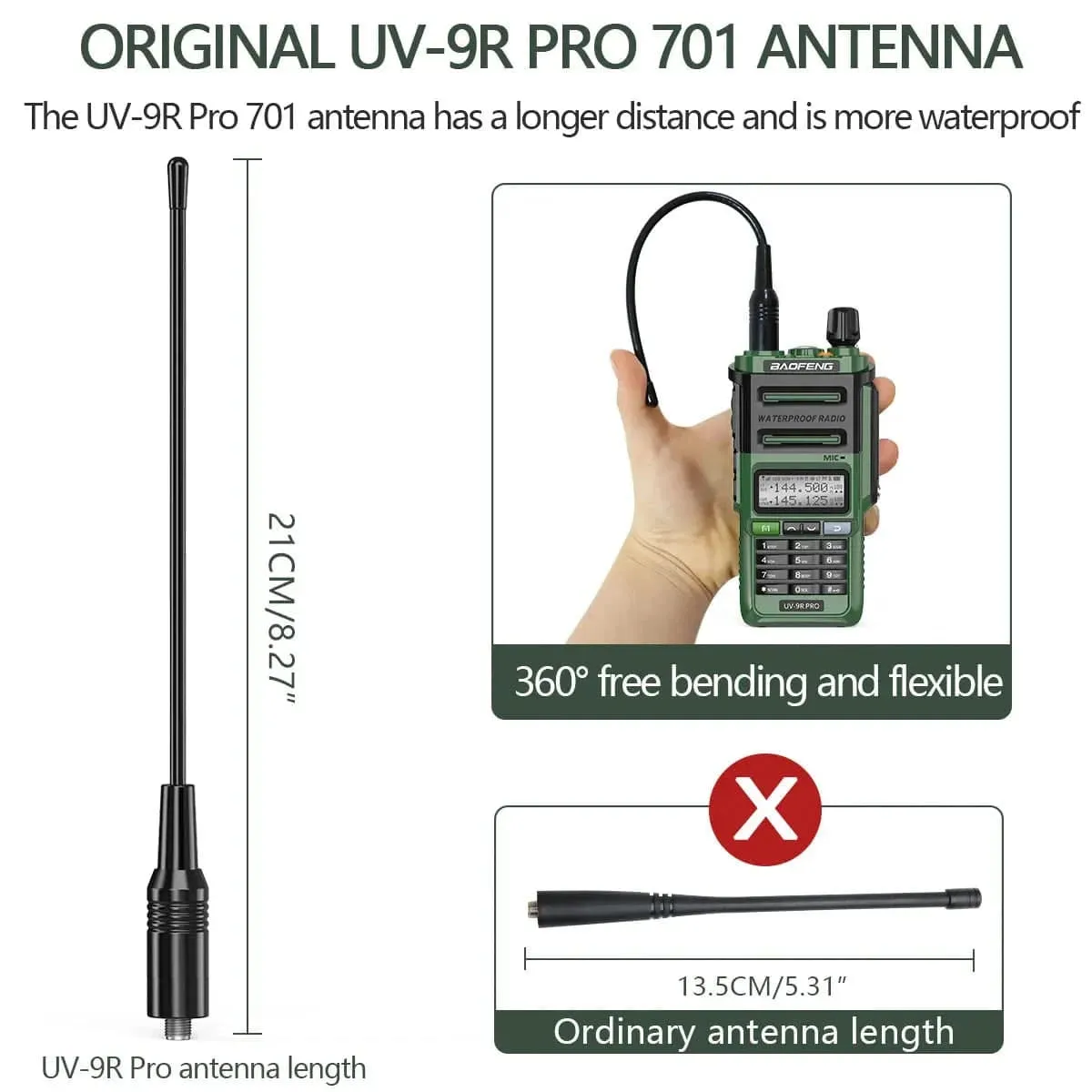 Baofeng UV-9R Pro IP68 Waterproof Walkie Talkie Dual Band VHF UHF Type-C Long Range UV-9R Plus Portable CB Ham Two Way Radio