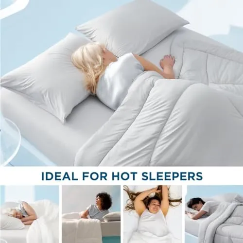 Bedsure Breescape Cooling Comforter Twin XL, Double-Sided Cool Tech Comforter, Soft Cooling Comforter for Hot Sleepers,Q-Max>0.4, Breathable & Lightweight Comforter Twin XL Duvet Insert(Grey, 68"x92")