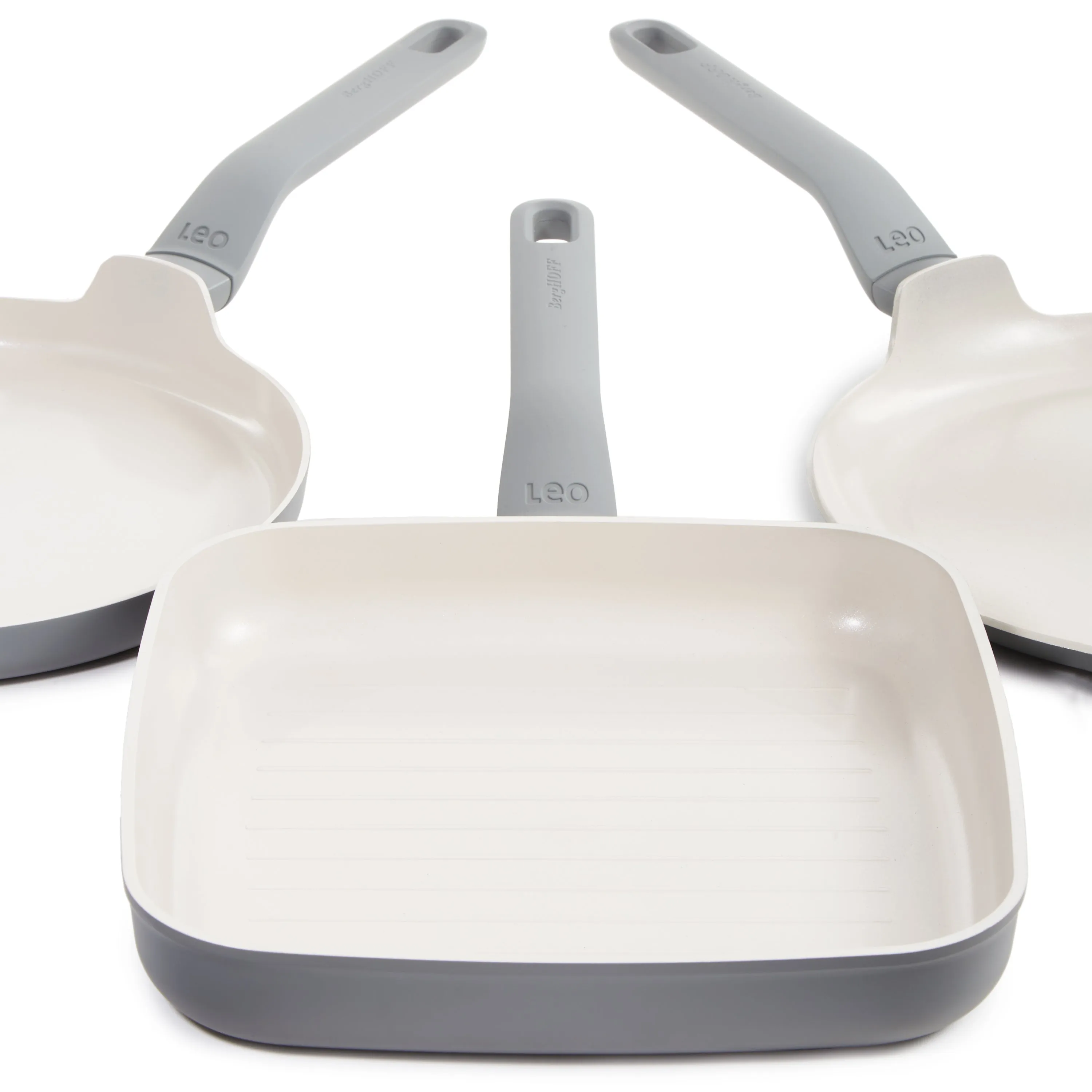 BergHOFF Balance 3Pc Nonstick Ceramic Specialty Cookware Set, Recycled Aluminum, Moonmist