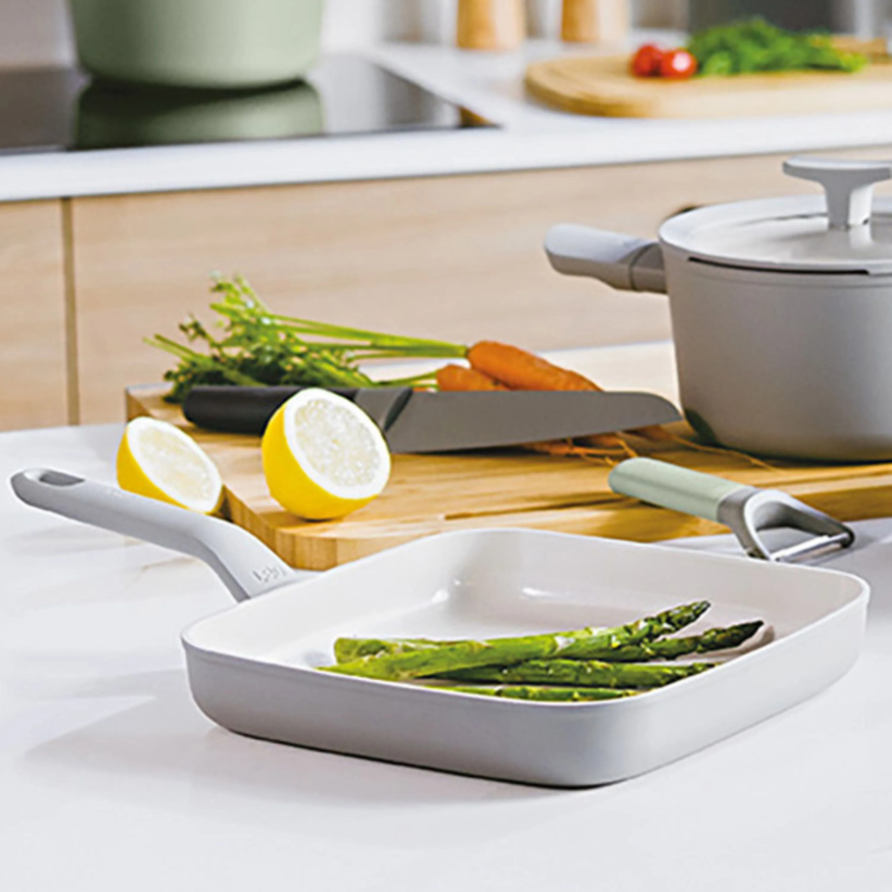 BergHOFF Balance 3Pc Nonstick Ceramic Specialty Cookware Set, Recycled Aluminum, Moonmist