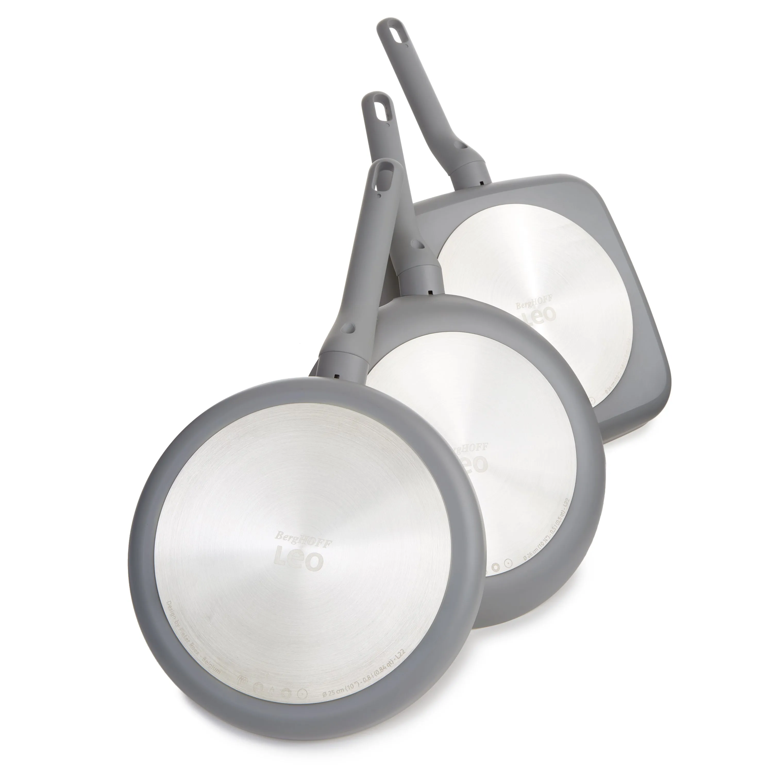 BergHOFF Balance 3Pc Nonstick Ceramic Specialty Cookware Set, Recycled Aluminum, Moonmist