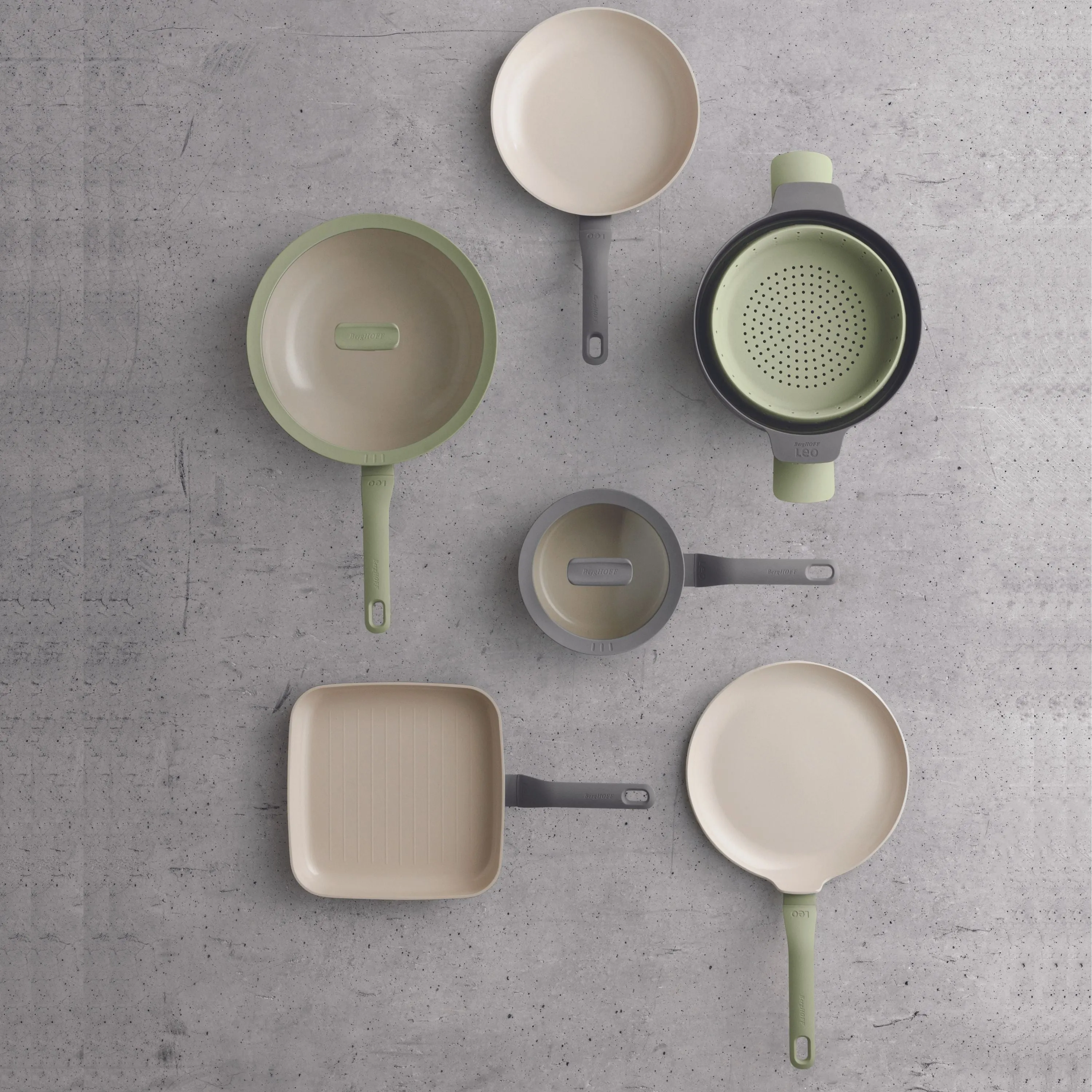 BergHOFF Balance 3Pc Nonstick Ceramic Specialty Cookware Set, Recycled Aluminum, Moonmist