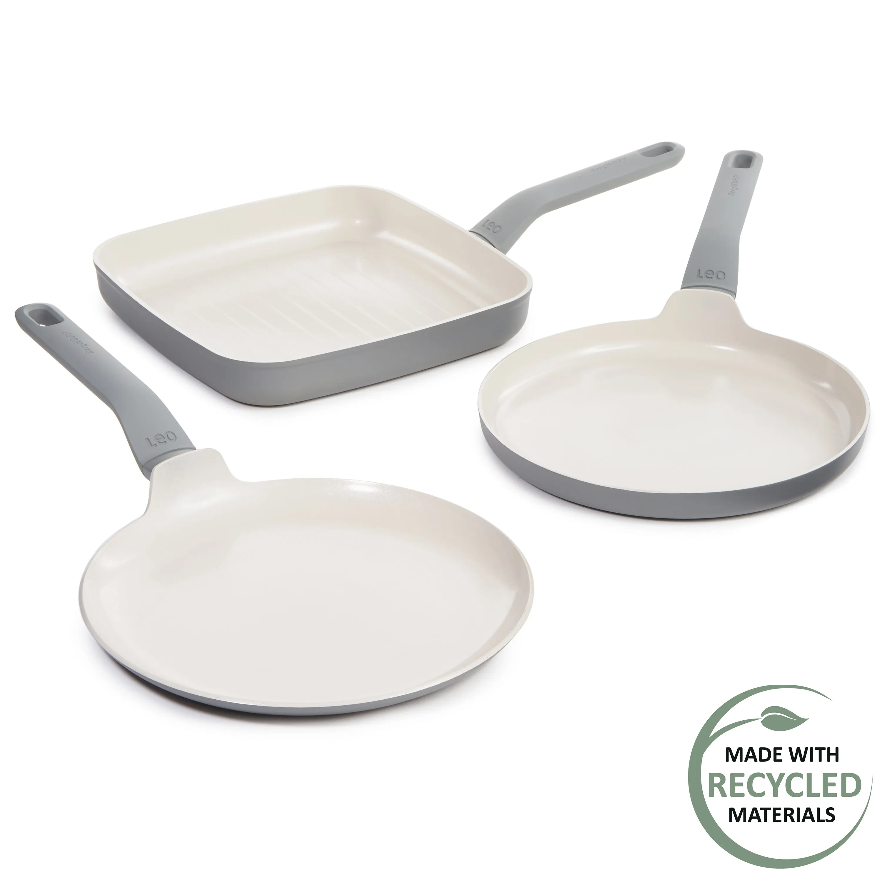 BergHOFF Balance 3Pc Nonstick Ceramic Specialty Cookware Set, Recycled Aluminum, Moonmist