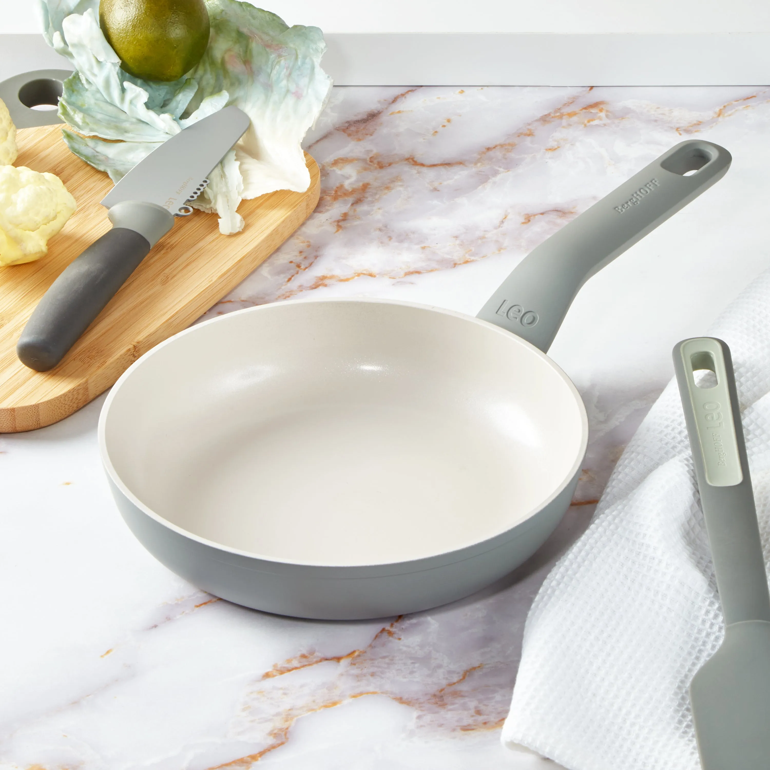 BergHOFF Leo Balance 2pc Nonstick Aluminum Fry Pan Set, Moonmist