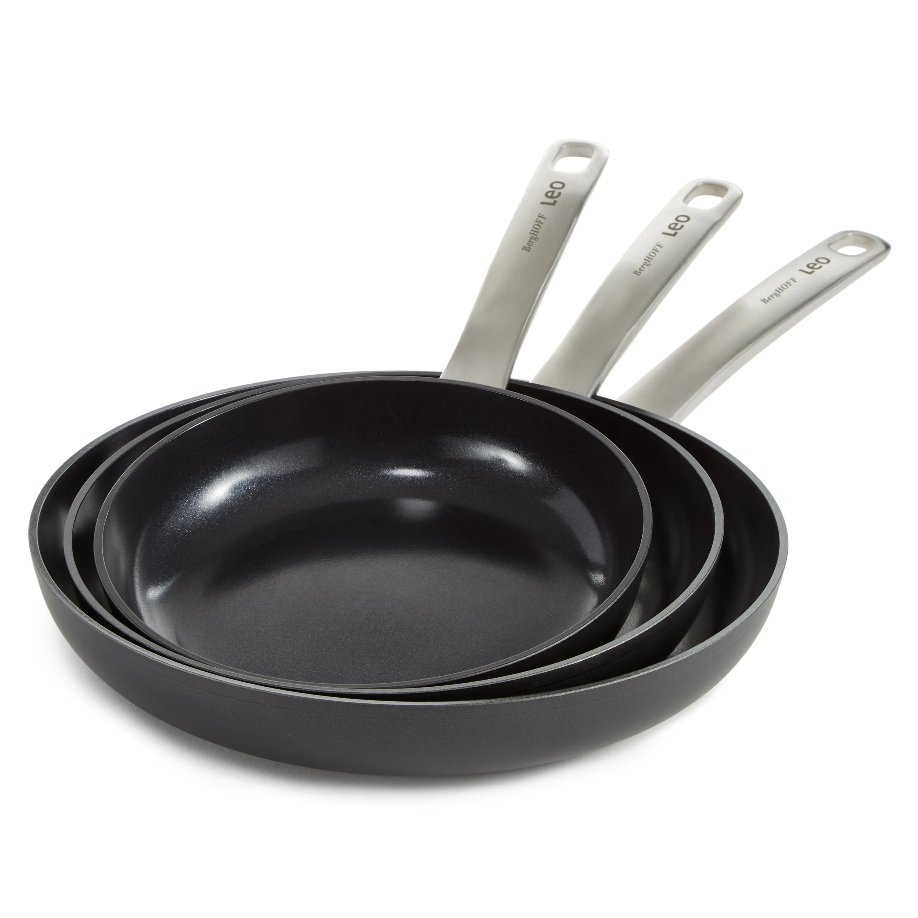 BergHOFF Leo Graphite 3Pc Nonstick Ceramic Frying Pan Set