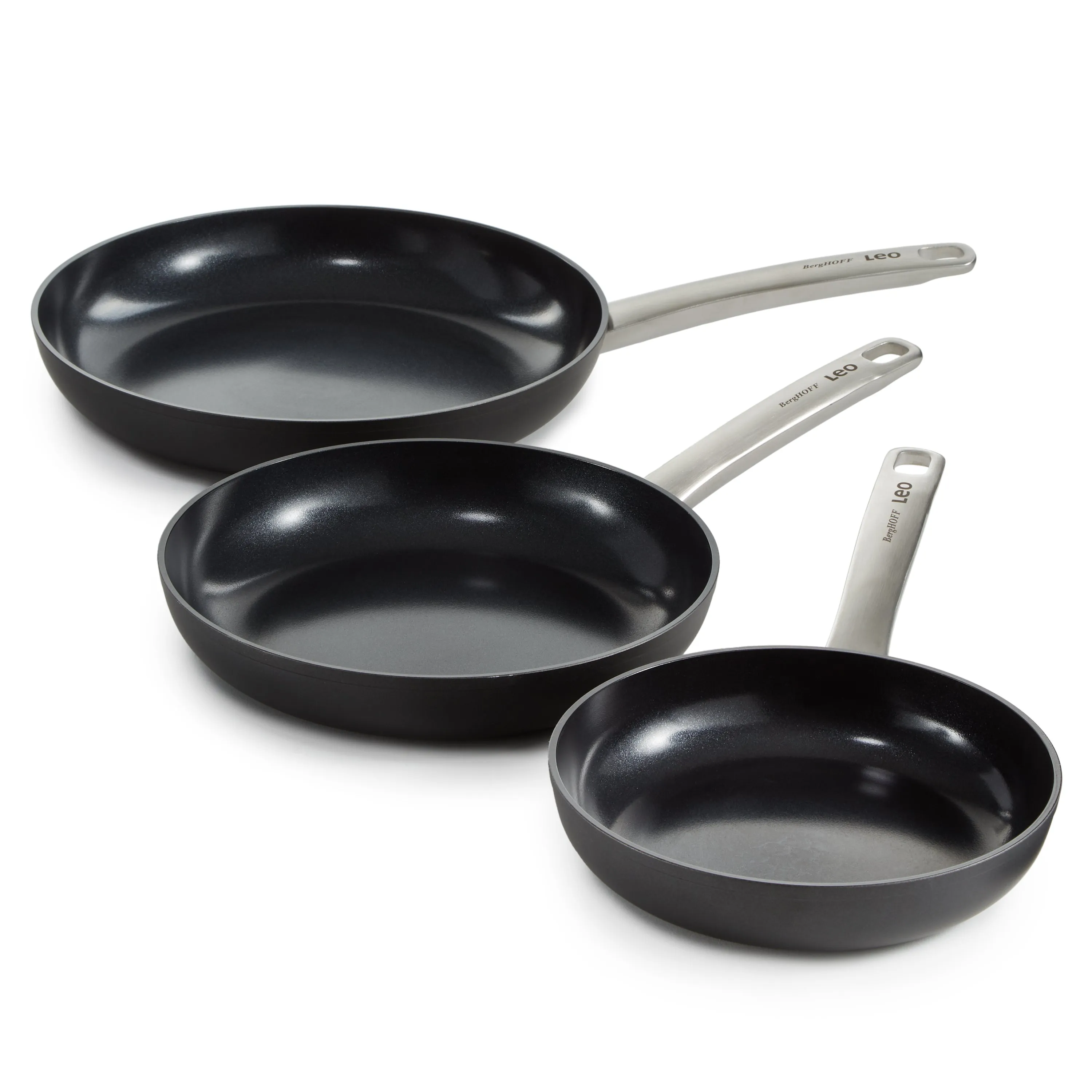 BergHOFF Leo Graphite 3Pc Nonstick Ceramic Frying Pan Set