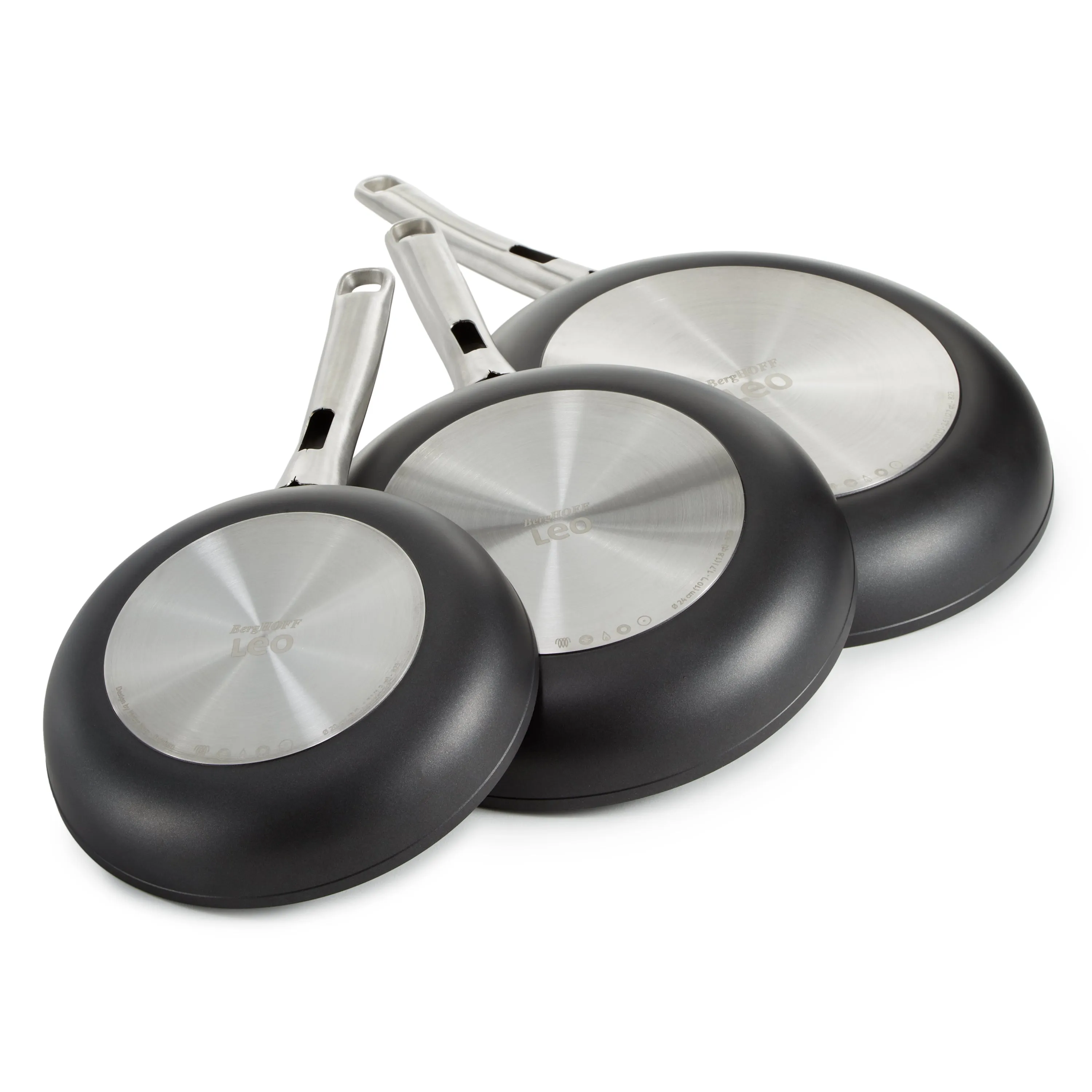 BergHOFF Leo Graphite 3Pc Nonstick Ceramic Frying Pan Set