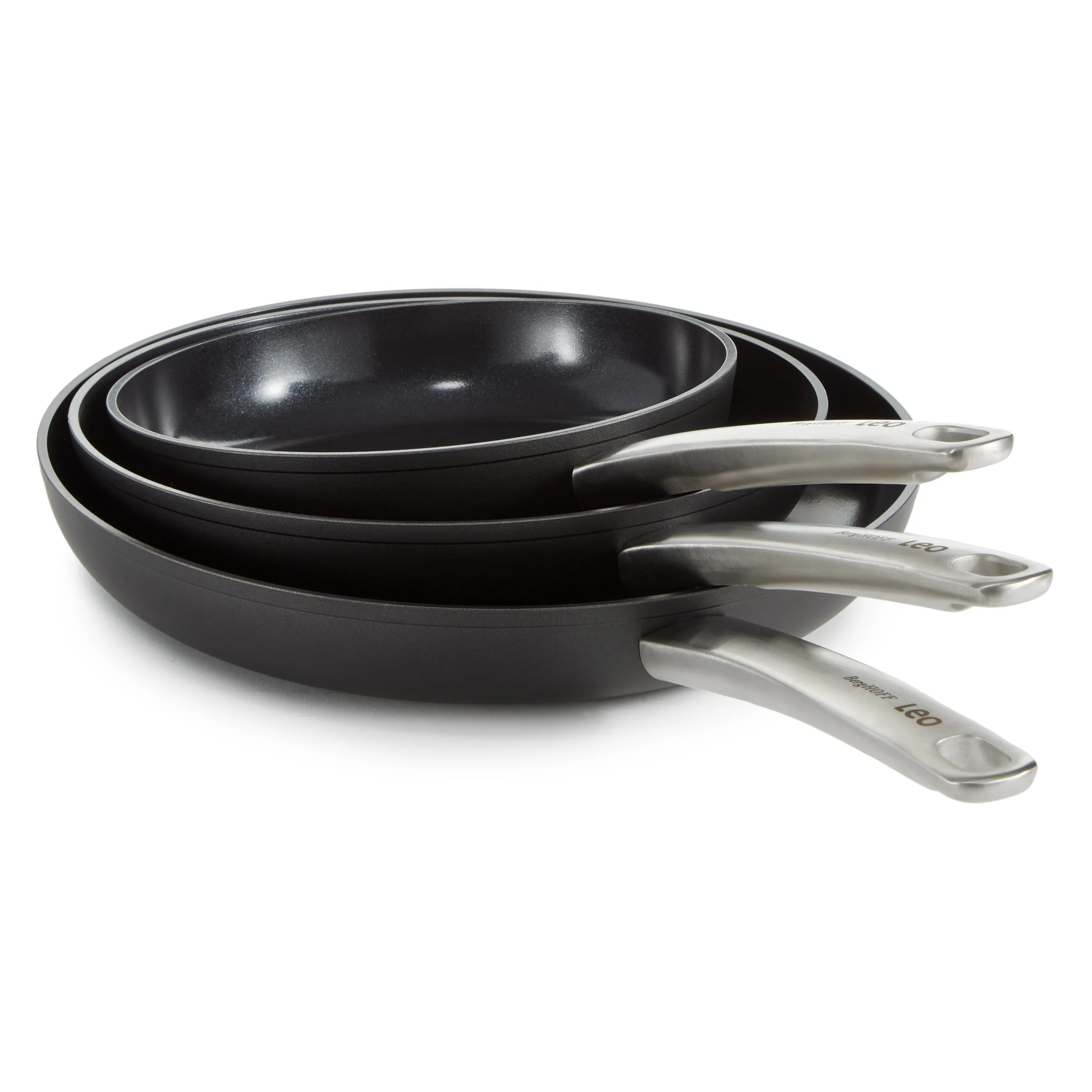 BergHOFF Leo Graphite 3Pc Nonstick Ceramic Frying Pan Set