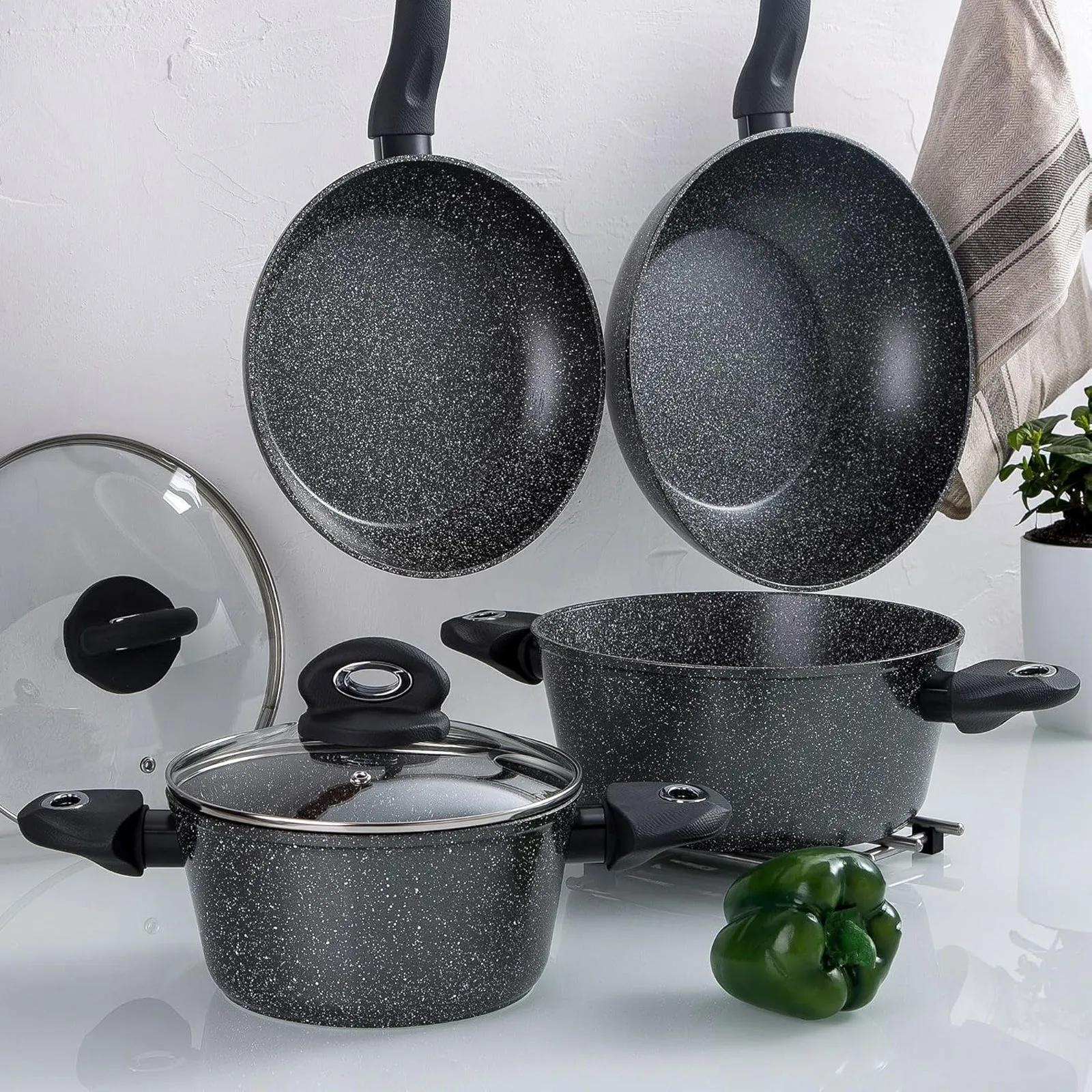 Bergner Orion 6 Piece Non-Stick Pots And Pans Set