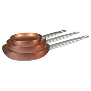 Bergner Set Of 3 Copper Aluminium Frying Pans