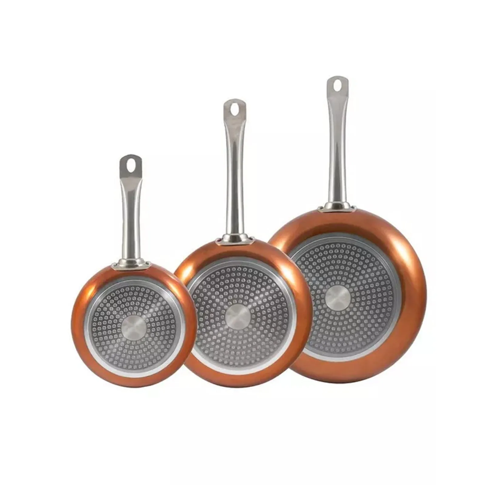 Bergner Set Of 3 Copper Aluminium Frying Pans