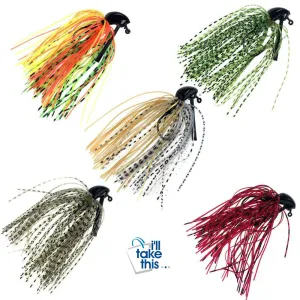 BIG Bass Fly Fishing lures, 5 Pack of Artificial Bait Mixed Colors with Lead Skirt Rubber