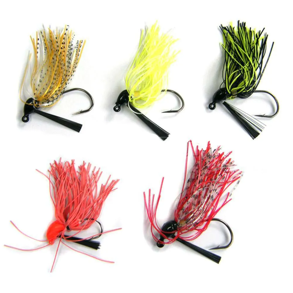 BIG Bass Fly Fishing lures, 5 Pack of Artificial Bait Mixed Colors with Lead Skirt Rubber