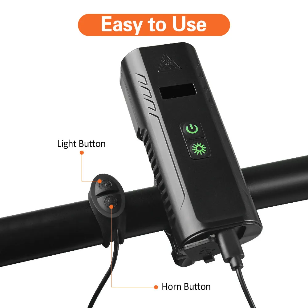 Bike Front Light with Horn USB Rechargeable Headlight