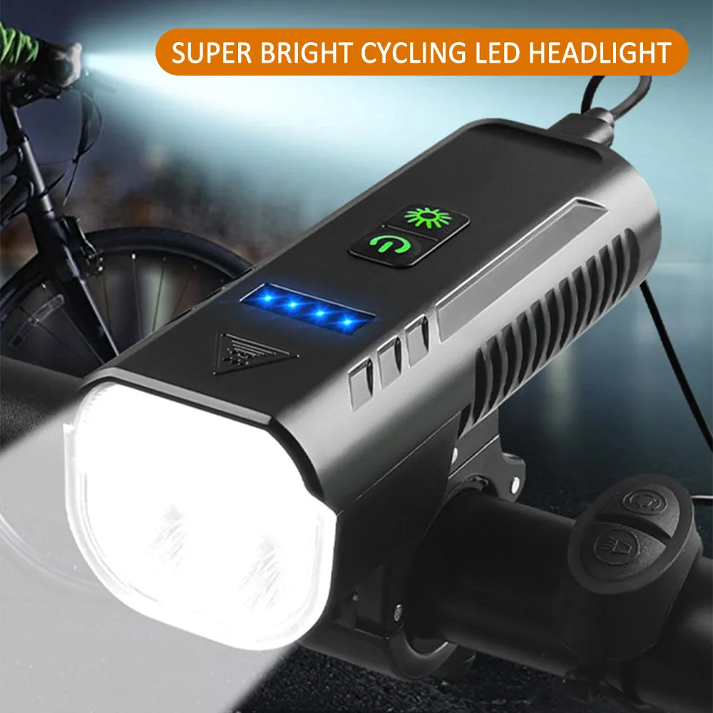 Bike Front Light with Horn USB Rechargeable Headlight