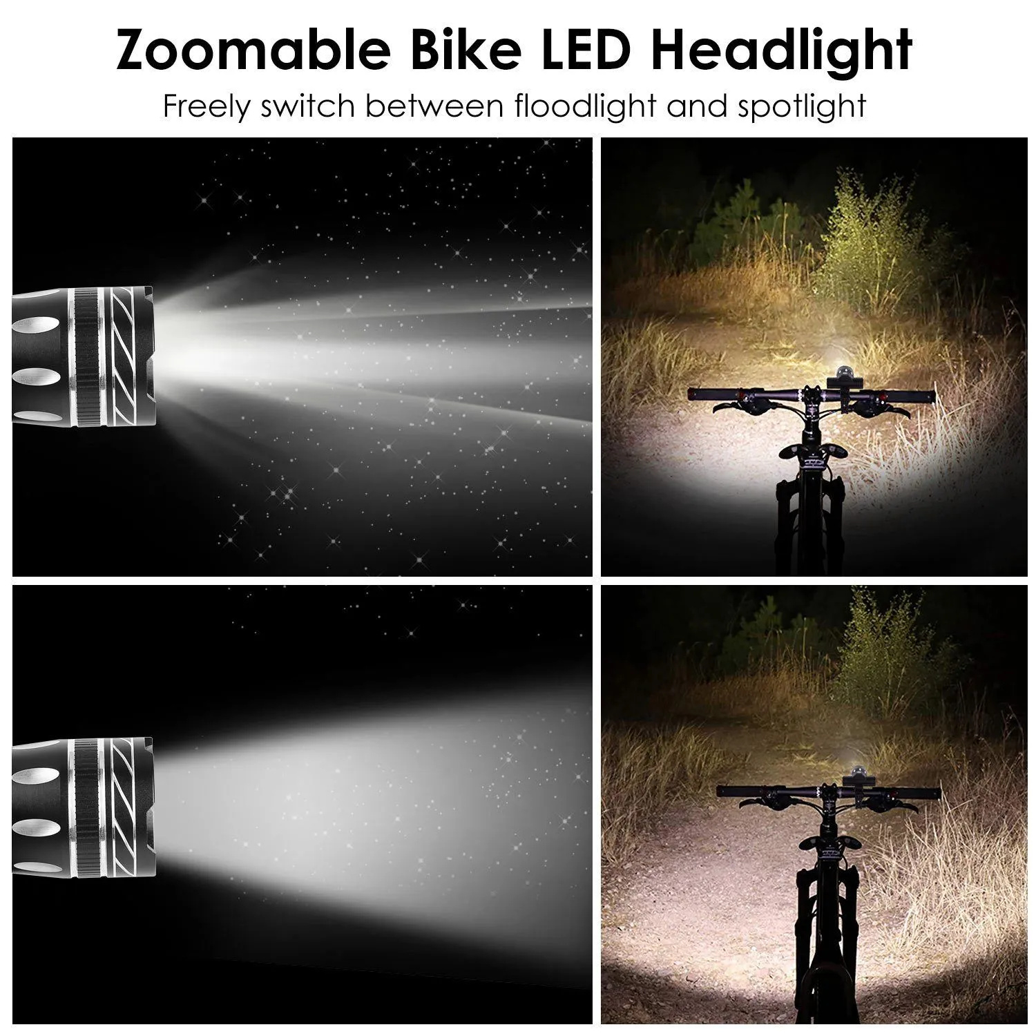 Bike Headlight USB Rechargeable with Bracket
