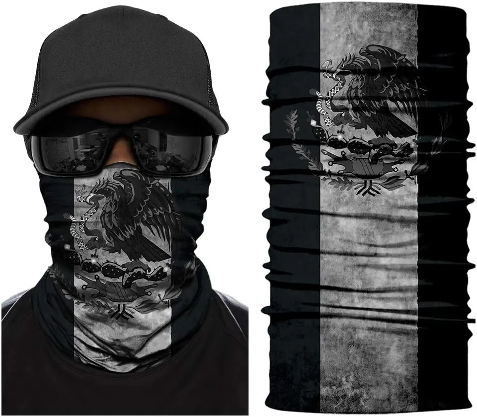 Blackout Mexico Flag Neck Gaiter Magic Scarf Headband Multi-Used Headwear Face Scarf Bandana UV Balaclava Headwrap for Fishing Running Hiking Camping Cycling