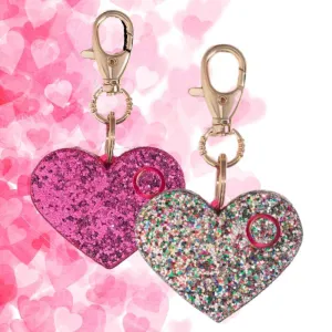 Bling Heart Panic Alarm Personal Safety Flashlight Key Chain