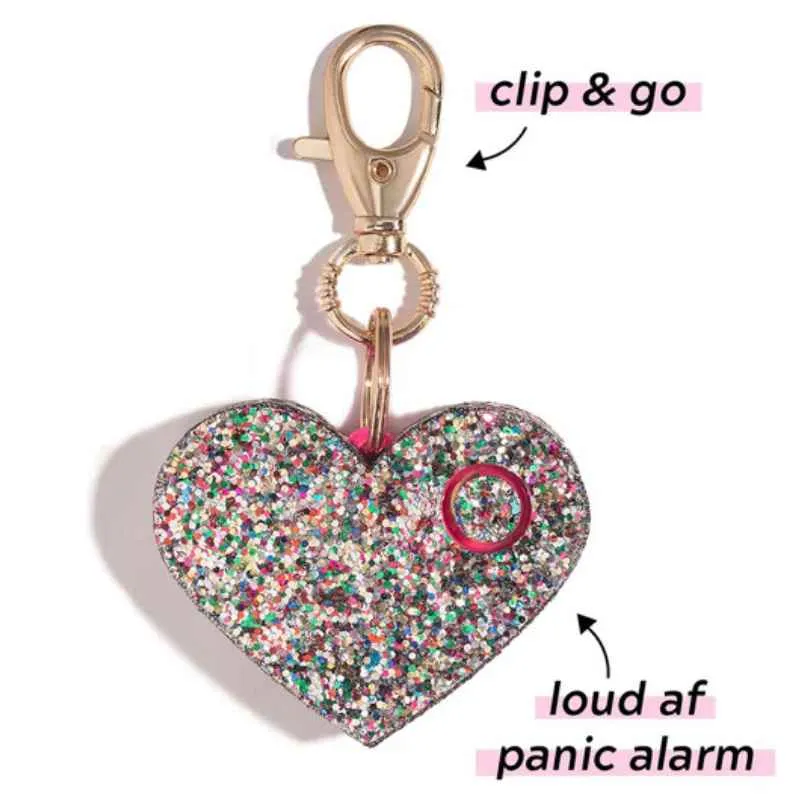 Bling Heart Panic Alarm Personal Safety Flashlight Key Chain