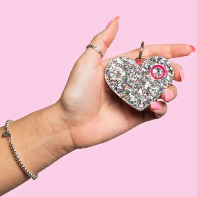 Bling Heart Panic Alarm Personal Safety Flashlight Key Chain