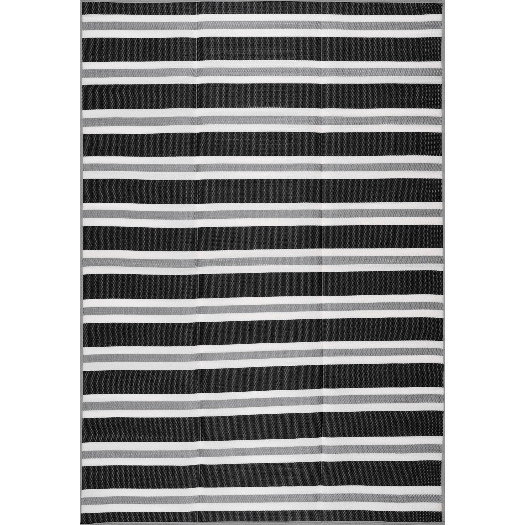 Bliss Rugs LNA1203 9x12 Waterproof Reversible Plastic Straw Outdoor Rugs, 8'11'' x 11'10'', Black/Gray