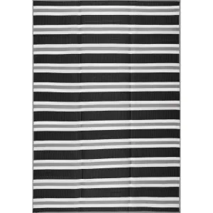 Bliss Rugs LNA1203 9x12 Waterproof Reversible Plastic Straw Outdoor Rugs, 8'11'' x 11'10'', Black/Gray