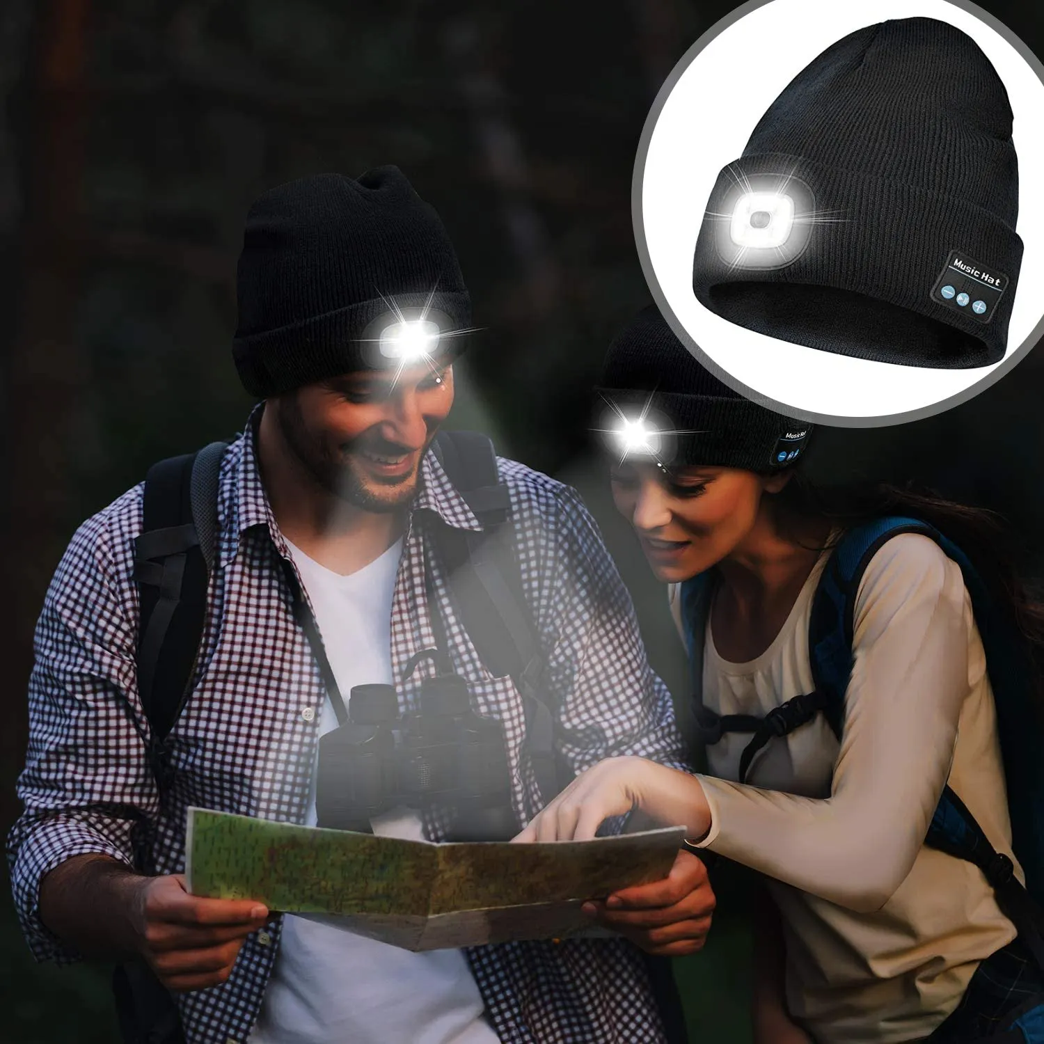 Bluetooth Music Beanie with Headlamp
