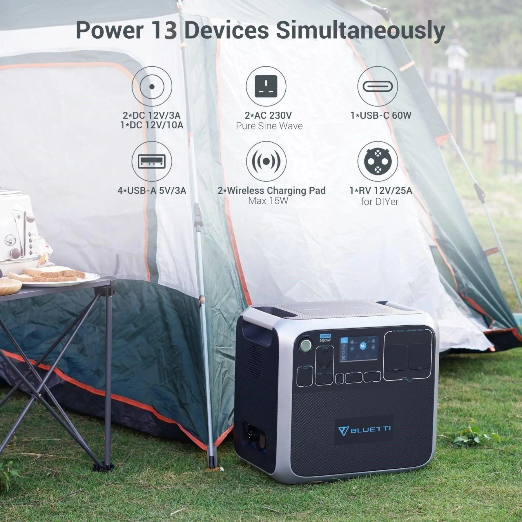 Bluetti AC200P Portable Power Station with K5 CPAP Battery Backup