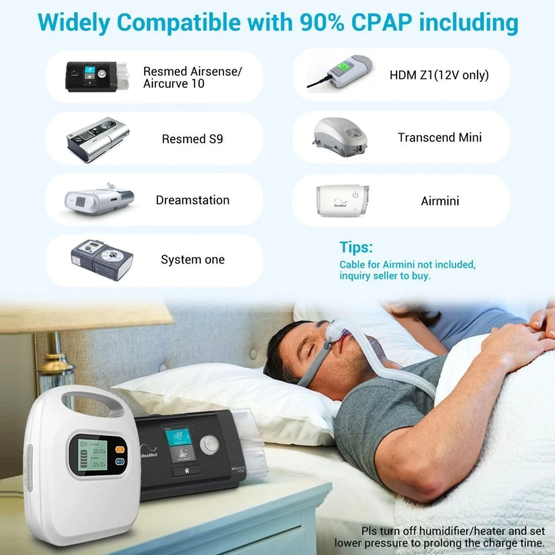 Bluetti AC200P Portable Power Station with K5 CPAP Battery Backup