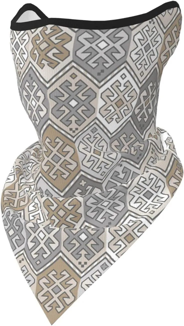 Bohemian Style Hanging Ears Triangle Neck Gaiter Mesh Face Mask Bandana Balaclava Triangle Flag Face Scarf Headwear for Men Women Outdoors Sports Black