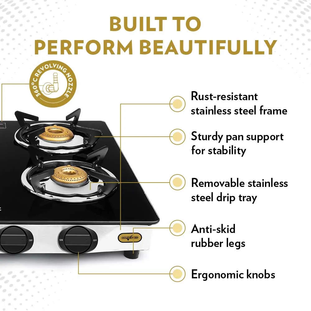 Borosil Blaze Glass-top Gas Stove, 4 Burners