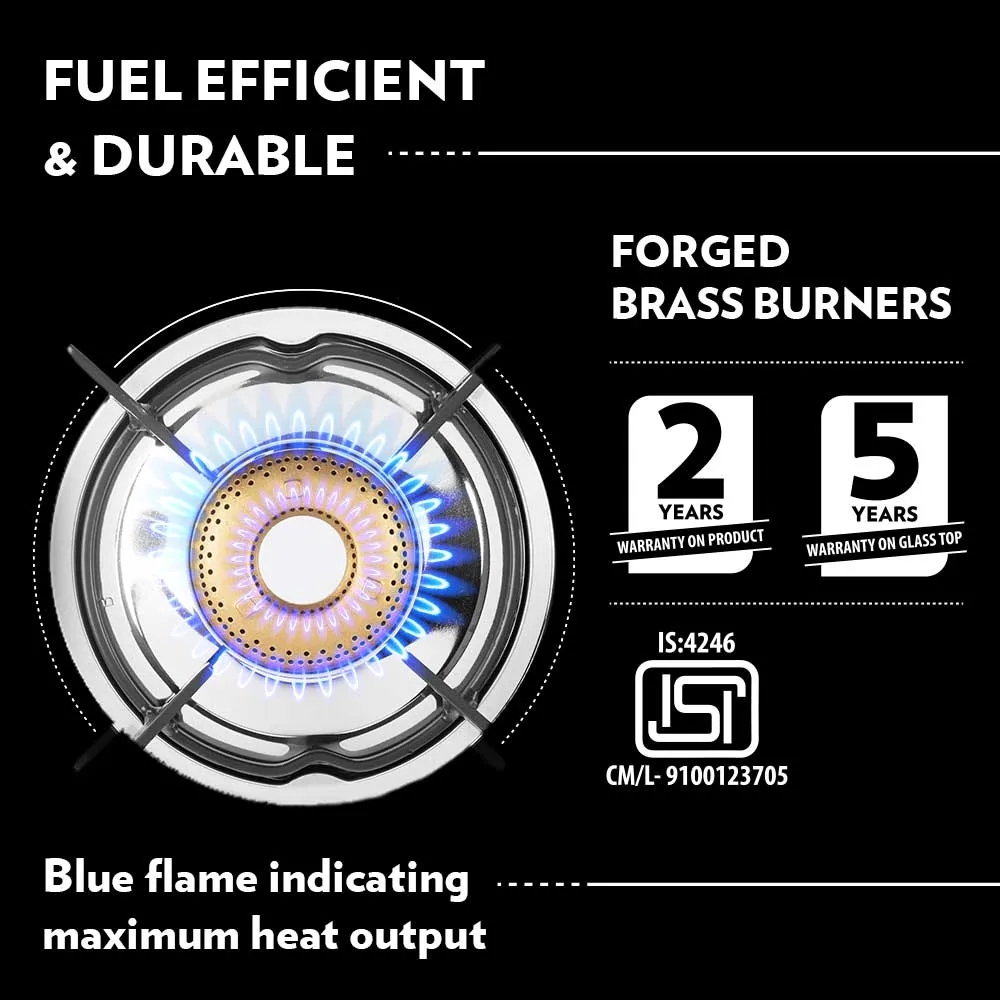 Borosil Blaze Glass-top Gas Stove, 4 Burners