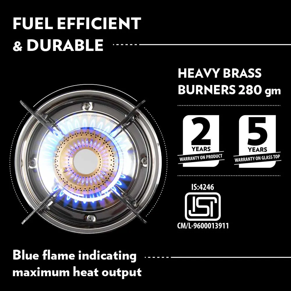 Borosil Flare Glasstop Gas stove, 2 Burners