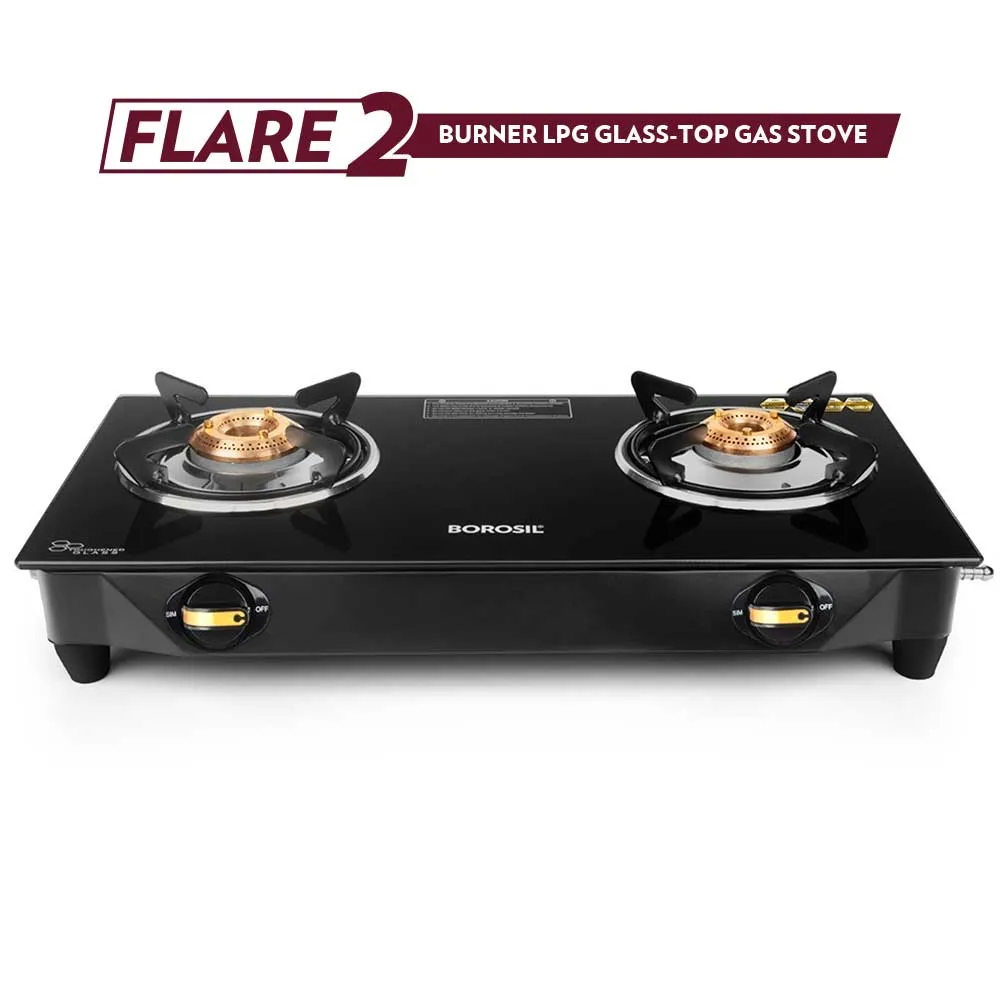 Borosil Flare Glasstop Gas stove, 2 Burners