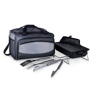 Buccaneer Portable Charcoal Grill and Cooler Tote, Black with Gray and Silver