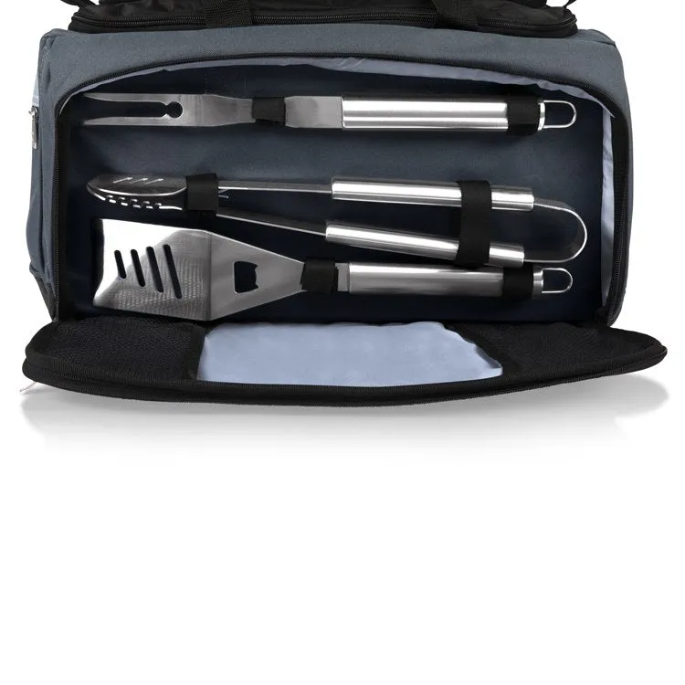 Buccaneer Portable Charcoal Grill and Cooler Tote, Black with Gray and Silver