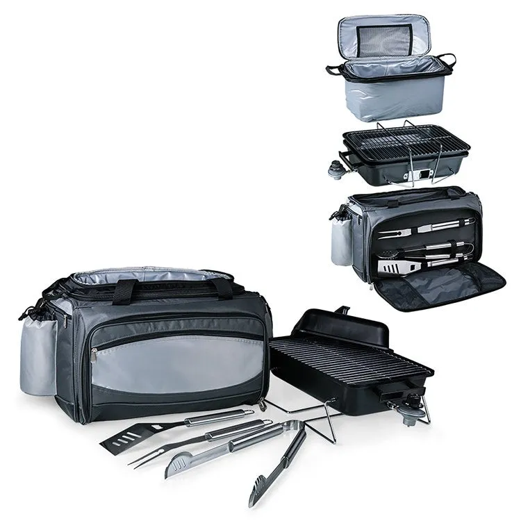 Buccaneer Portable Charcoal Grill and Cooler Tote, Black with Gray and Silver