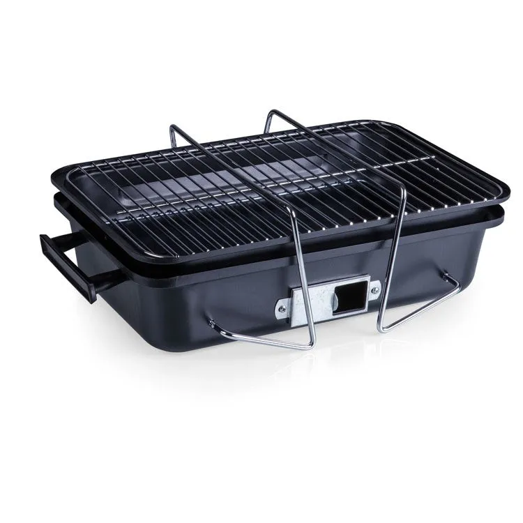 Buccaneer Portable Charcoal Grill and Cooler Tote, Black with Gray and Silver