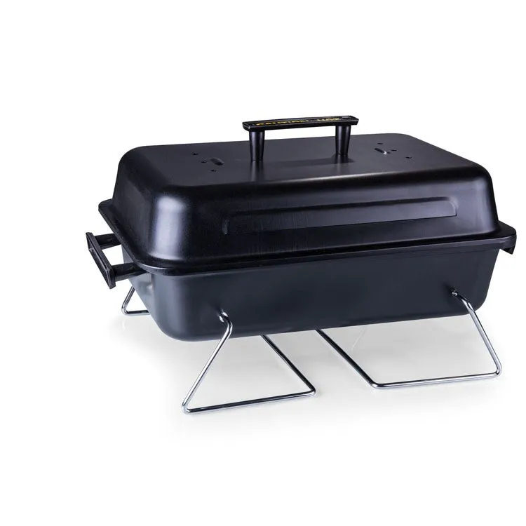 Buccaneer Portable Charcoal Grill and Cooler Tote, Black with Gray and Silver