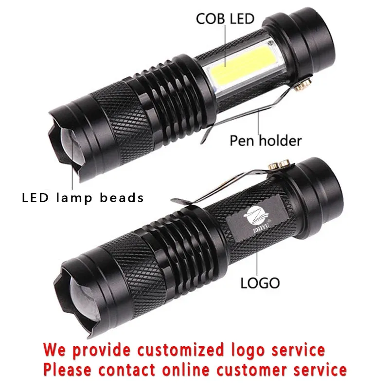Built In Battery XP-G Q5 LED Zoom Focus Mini Led Flashlight Torch Lamp Torch Lantern Adjustable Penlight Waterproof Flashlamp