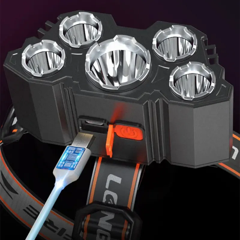 Camping Powerful 5 LED Headlamp Rechargeable Waterproof