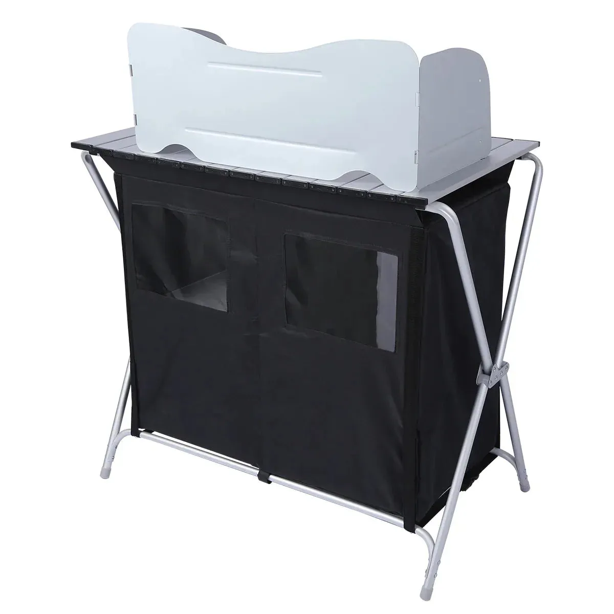 Camping Table with Roll Up Table Top and Storage