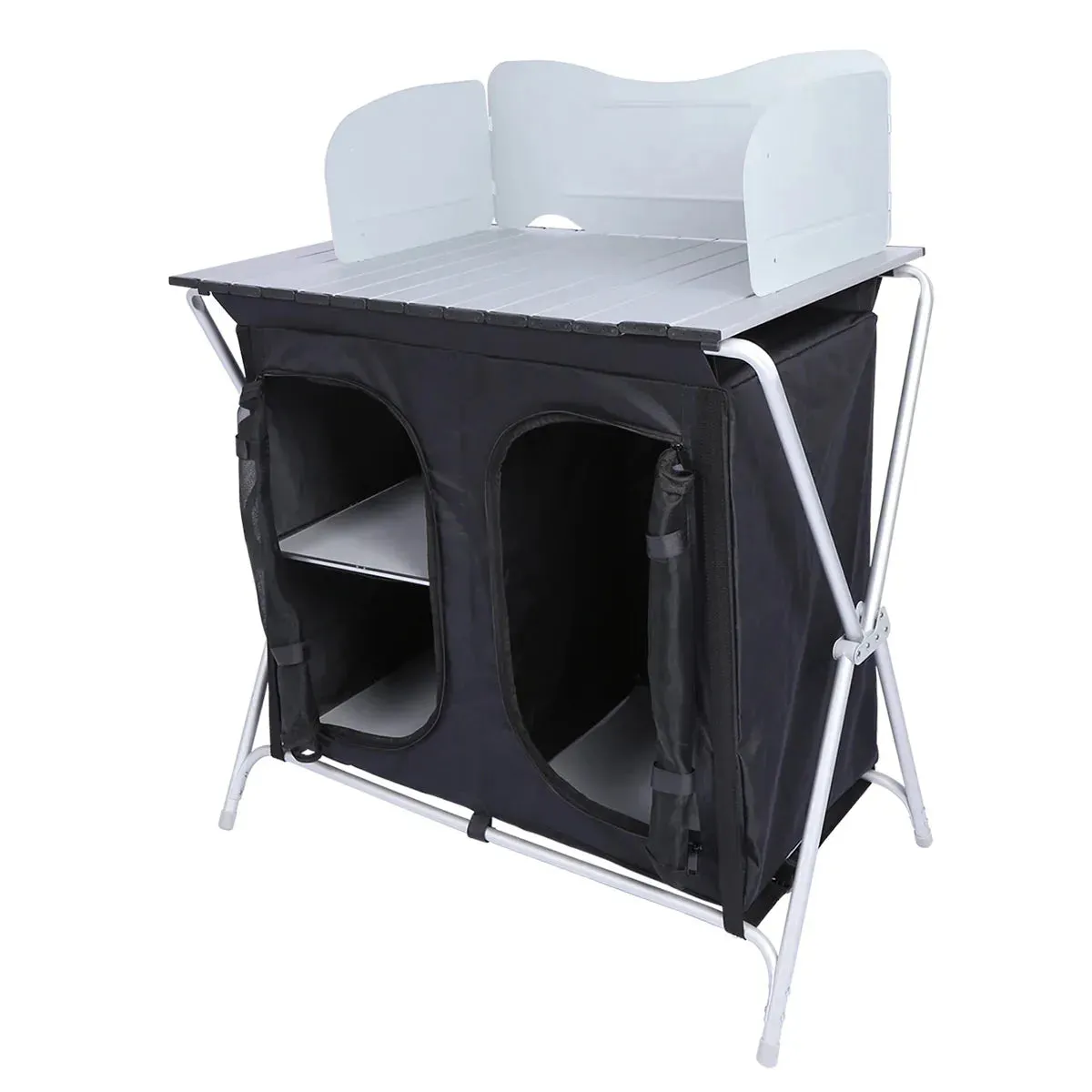 Camping Table with Roll Up Table Top and Storage