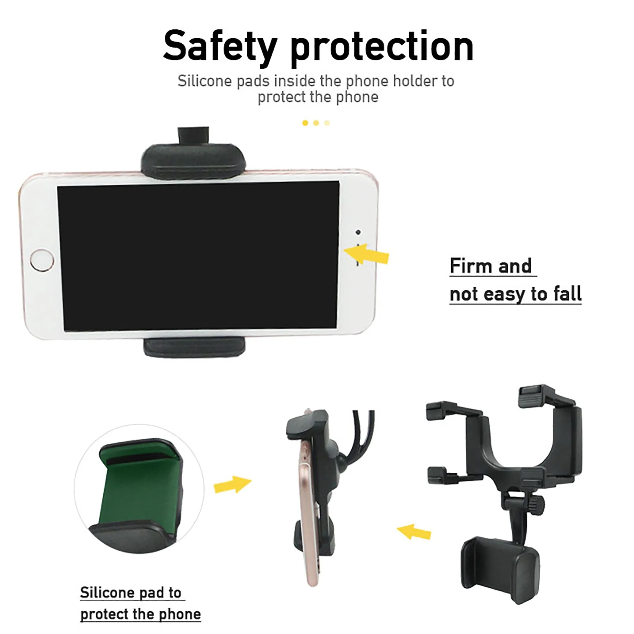 Car Rear View Mirror Phone Holder Universal Auto Car Navigation Bracket