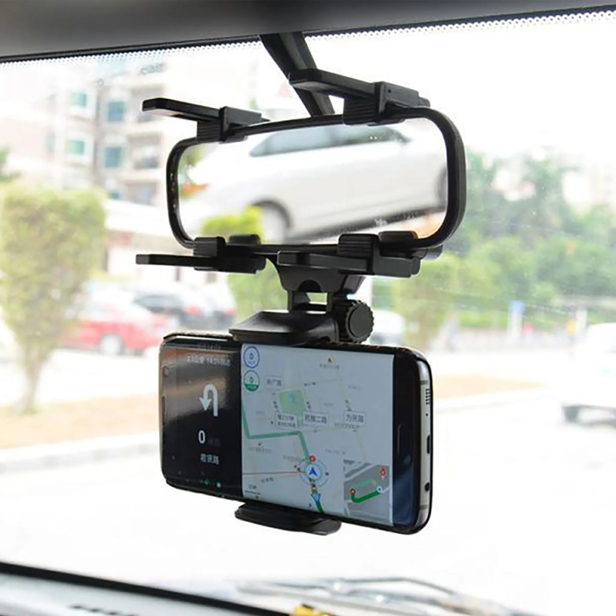 Car Rear View Mirror Phone Holder Universal Auto Car Navigation Bracket